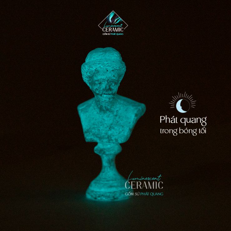 Đầu tượng nữ thần Venus De Milo Aphrodite bằng sứ phát quang trong bóng tối