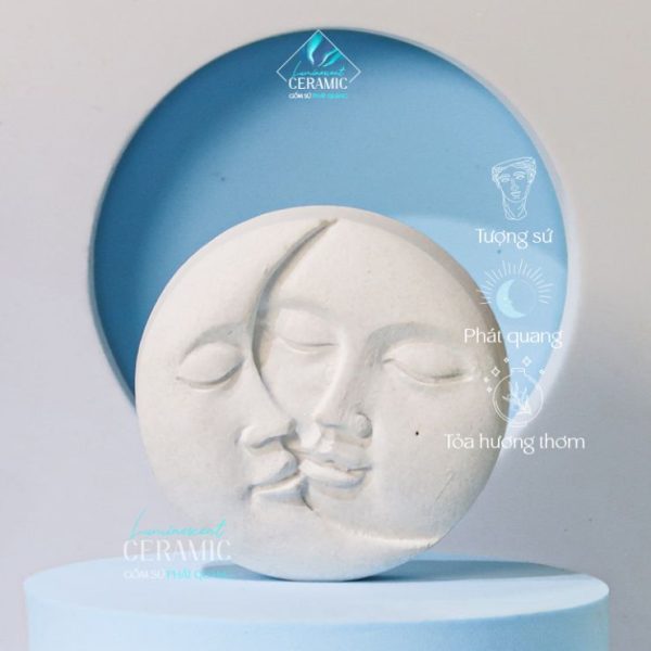 Tượng Nhật Nguyệt Sun Moon bằng sứ phát quang tỏa hương thơm